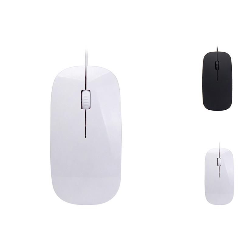 Wired Ultra-thin Mini Mouse 7 Button LED Desktop Computer Laptop Matte Black White Cute Ergonomic Gaming Mouse or PC Laptop