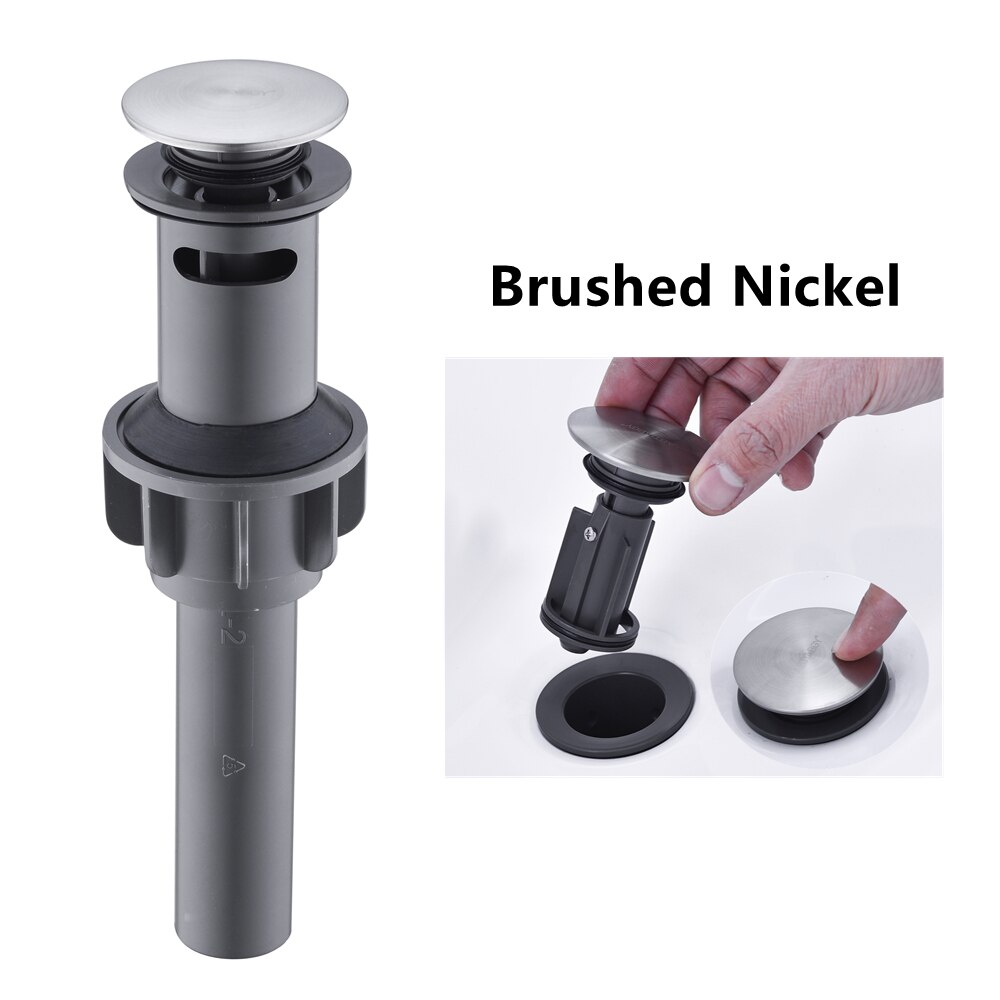 Bathroom Faucet Vessel Vanity Sink Pop Up Drain Stopper with Overflow Black Lavatory Basin Sink Pop Up Drain Waste Drainer: Brushed Nickel