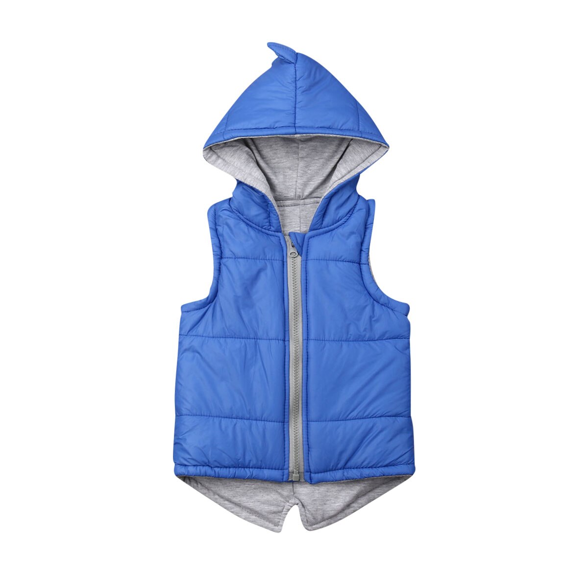0-5Y infantile enfants bébé fille garçon dinosaure gilet vers le bas à capuche veste à glissière gilet manteau hiver épais vêtements d'extérieur chauds plus récent: Bleu / 4-5T