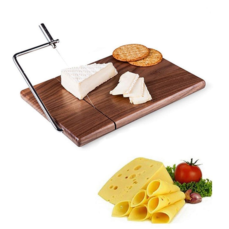 Cheese Slicer, Sapele Wood Cheese Cutter with Durable Wire Cutting Board, Cheese Butter Dessert Food Slicer