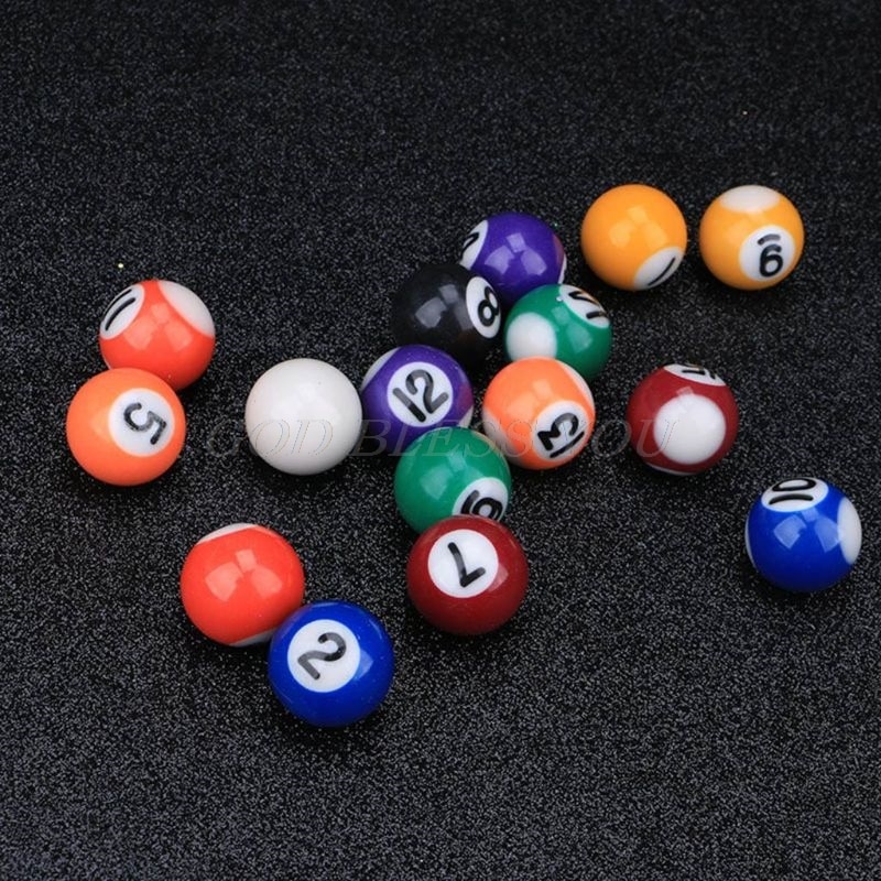 16 Pcs 25 Mm Hars Mini Biljart Bal Kinderen Speelgoed Kleine Pool Cue Ballen Volledige Set