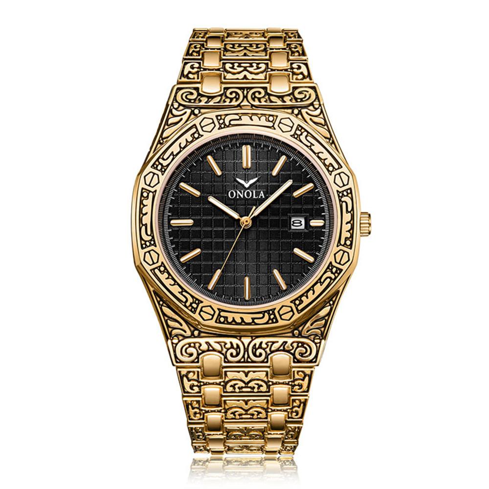 Se herre se berømte luksusure herre klassiske bånd guldure til mænd reloj hombre montre homme: Guld sort