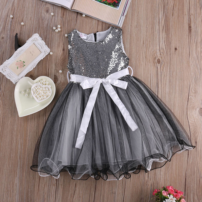 Vestido de lentejuelas para niñas pequeñas, vestidos sin mangas para fiestas, desfiles y bodas: 2T