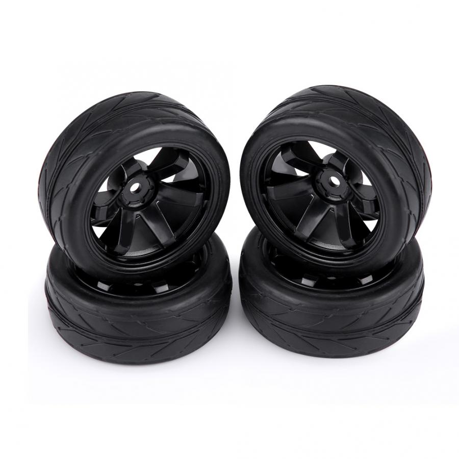 4pcs/set RC Tires High Quaity Rubber Tyre with Plastic Wheel Rim for HSP/Redcat/Exceed/Tamiya/HPI 1/10 RC Crawler Climbing Car: 6 Holes