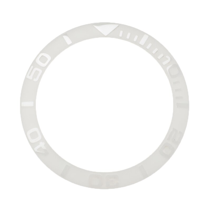 Guld/hvide ure erstatter tilbehør 38mm urskive keramisk bezel indsats til 40mm submariner automatiske herreur cover: Hvid