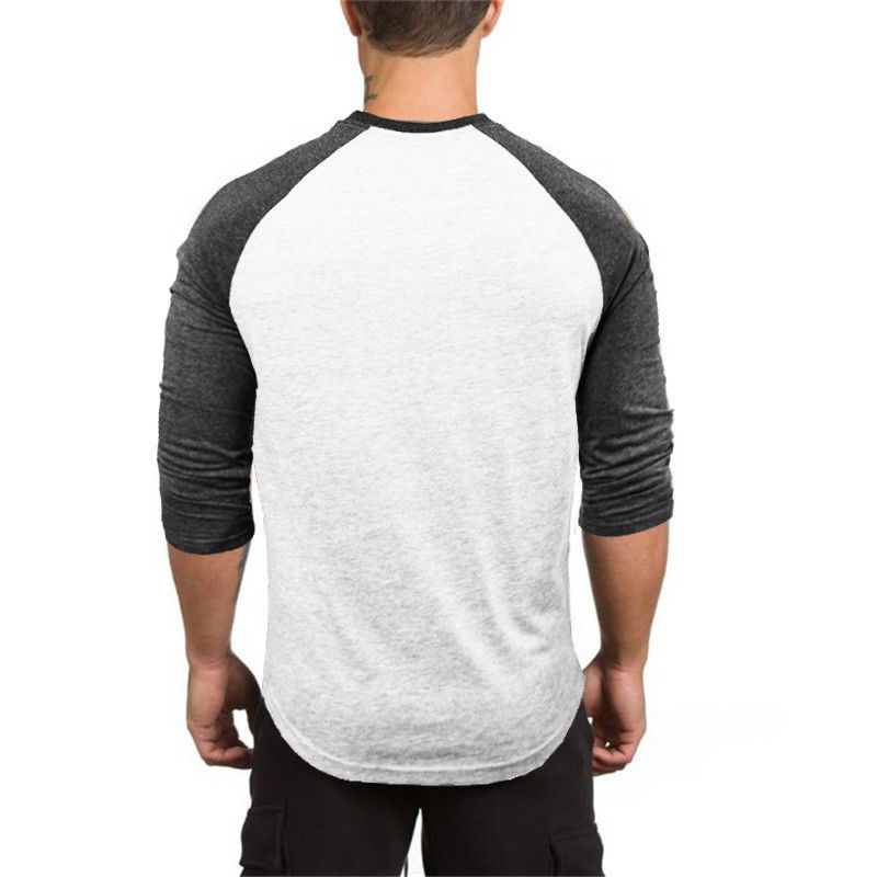 Männer der 3/4 Hülse Laufen Männer Schnell Trockenen T-Hemden Laufende schlank passen Spitzen Abschläge Sport männer Fitness Fitnessstudio T Hemden Muskel T
