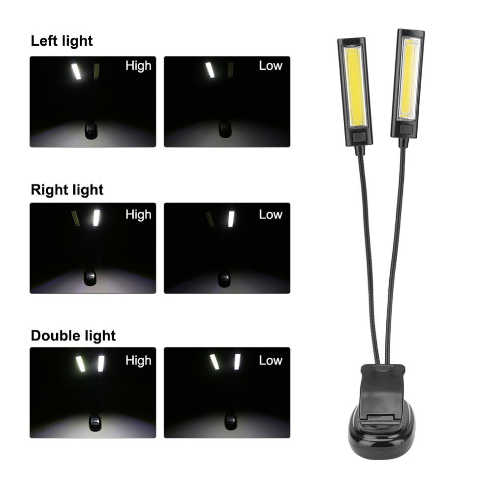 SANYI Flexible Dual Arms Book Reading Desk Tablet Lamp 2 LED Sheet Music Stand Light Student Dormitory Lights With Clip