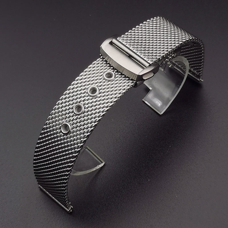 Bracelet de montre milanais en maille pour montre Omega Seamaster 007, métal haut de gamme en acier inoxydable avec fermoir pliant papillon 20mm 22mm