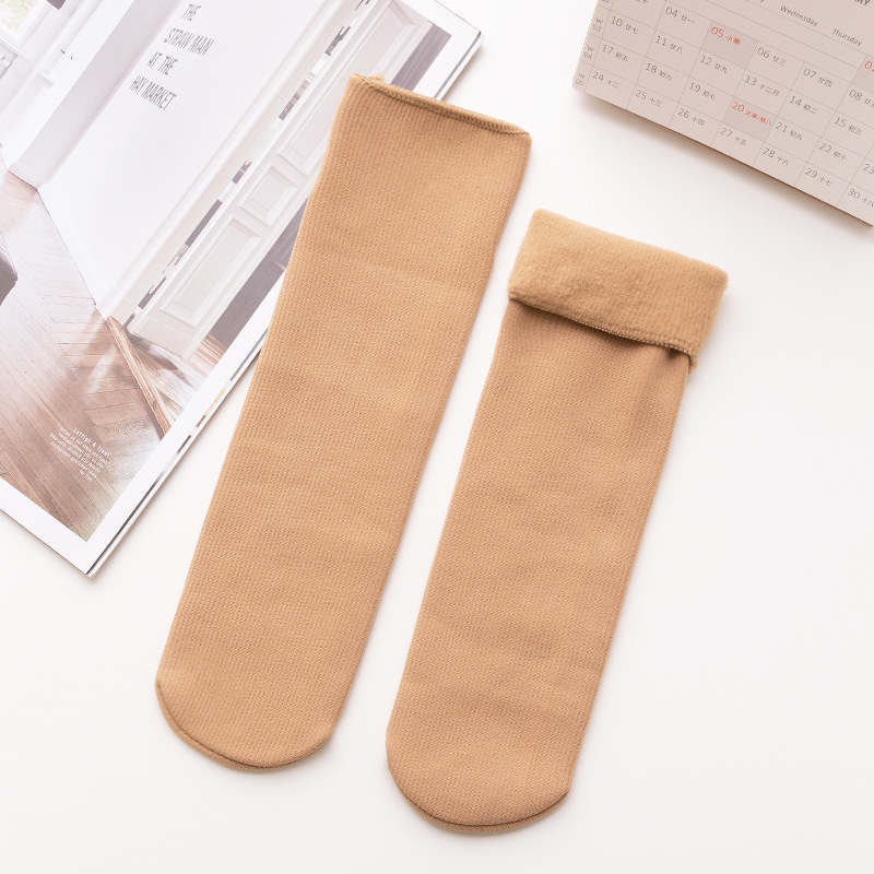 1Pairs Stripes Velvet Women Winter Warm Thicken Socks Soft Casual Solid Color Socks Wool Cashmere Home Snow Boots Floor Socks