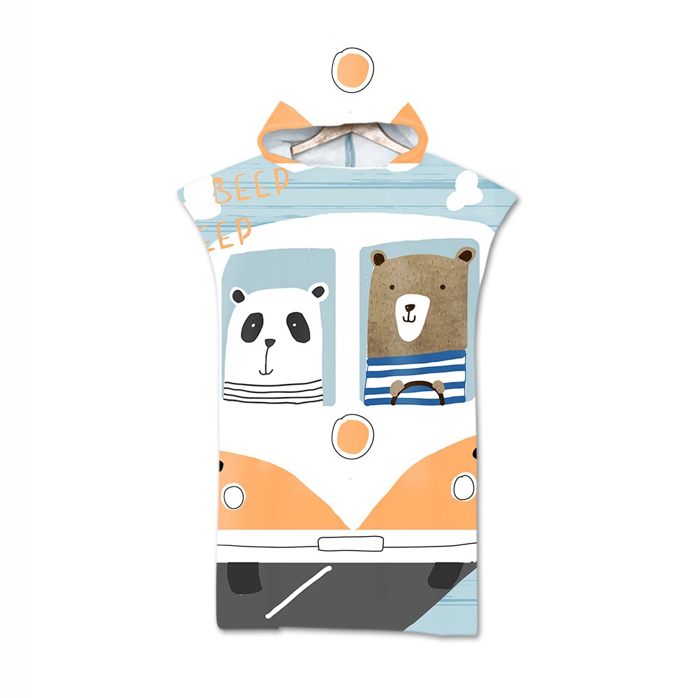 Cute Cartoon Animals Microfiber Hooded Beach Towel For Kid Adults Swimming Cloak: 4