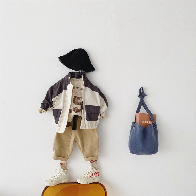 Lente Koreaanse Stijl Kinderen Jongens Meisjes Jas Casual Stijl Patchwork Uitloper Kinderen Mode Kleding E3997