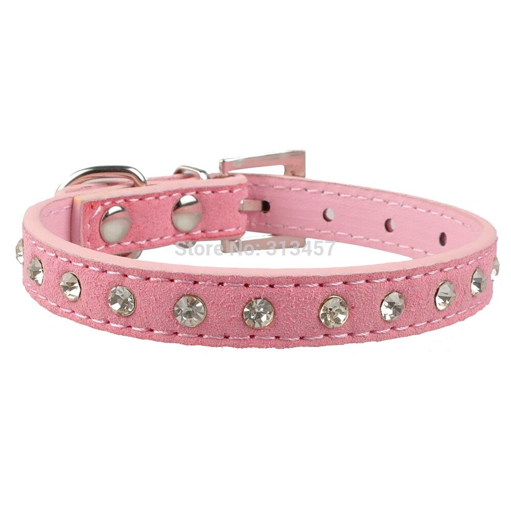 Strass Halsband voor Chihuhua Zachte Suède Kleine Halsbanden Crystal Kat Kraag voor Kleine Hond Puppy Cat 3 maten