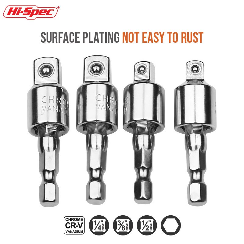 1/4" 3/8" 1/2" Ratchet Wrench Adapter Universal Joint Set Ratchet Angle Extension Bar Socket Adapter for Impact Driver