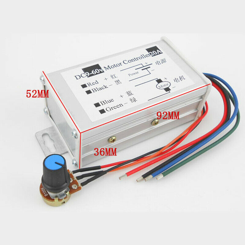 Dc 9v-60v 20a 25 khz pwm motortoerentalregelaar gouverneur regelaar schakelaar 12v 24v 36v 48v