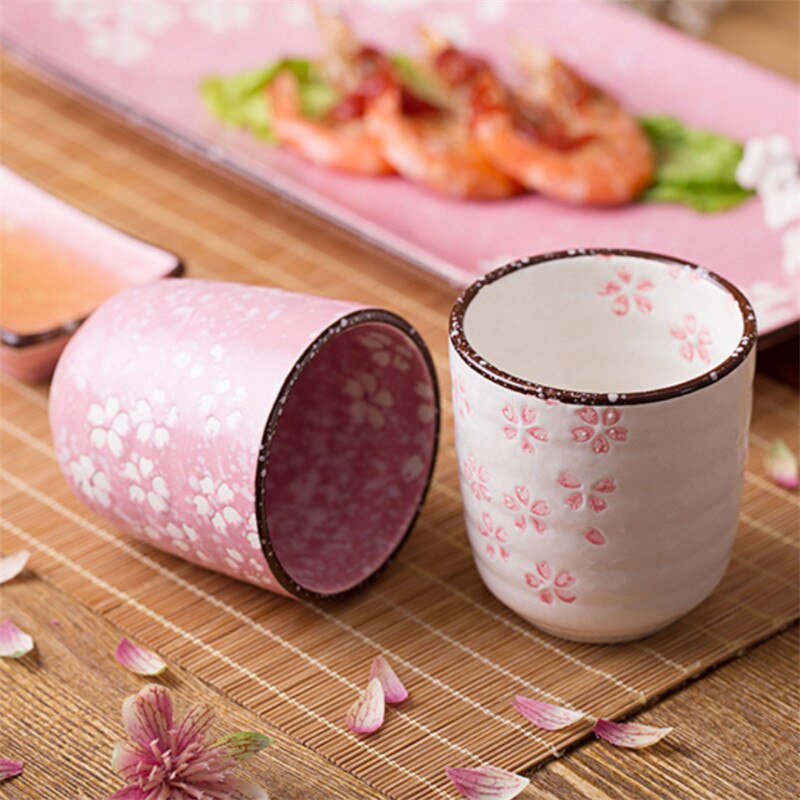 Estilo japonés Flor de cerámica tazas de té Vintage taza de té maestro taza de café taza de contenedor de recipientes para bebidas Kung Fu taza de agua Teaware