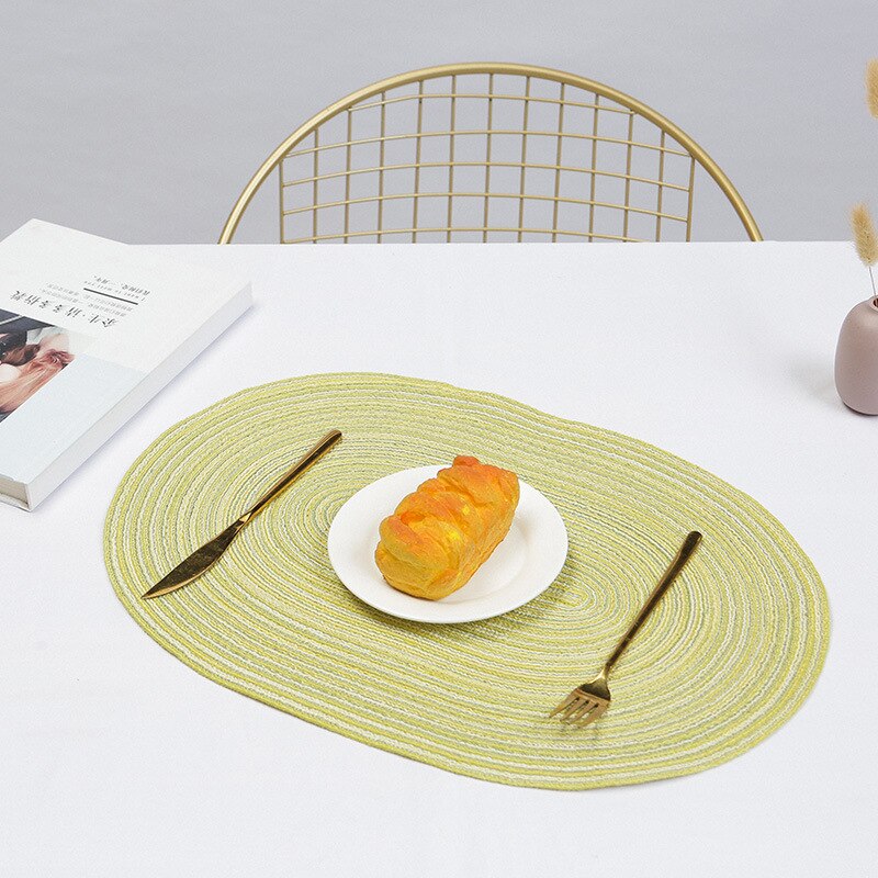 Inyahome Round Oval Placemats for Dining Table Set of 6 Farmhouse Dining Table Outdoor Placemat for Patio Table Boho Kitchen Acc