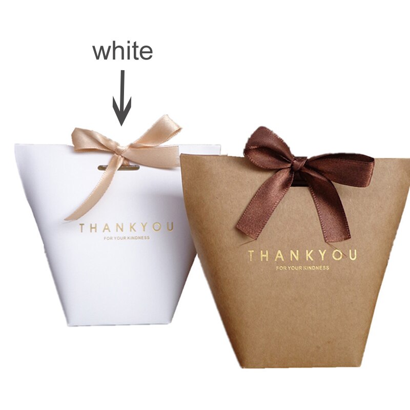 Boksepakke kfaft papirposer opskalere sort hvid bronzing fransk tak takker emballage æsker merci slikpose 5 stk: Hvid tak