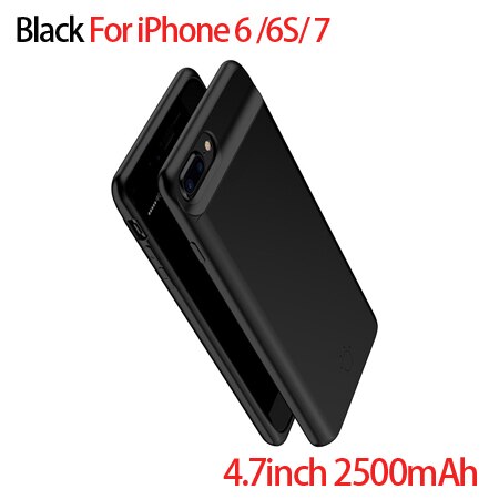 Thin Ultra Slim External Backup Battery Charger Case For iPhone 8 7 6 6s Plus PowerBank Charging Case Cover for iPhone 6 6s 7 8: i6 i6s i7 i8 Black