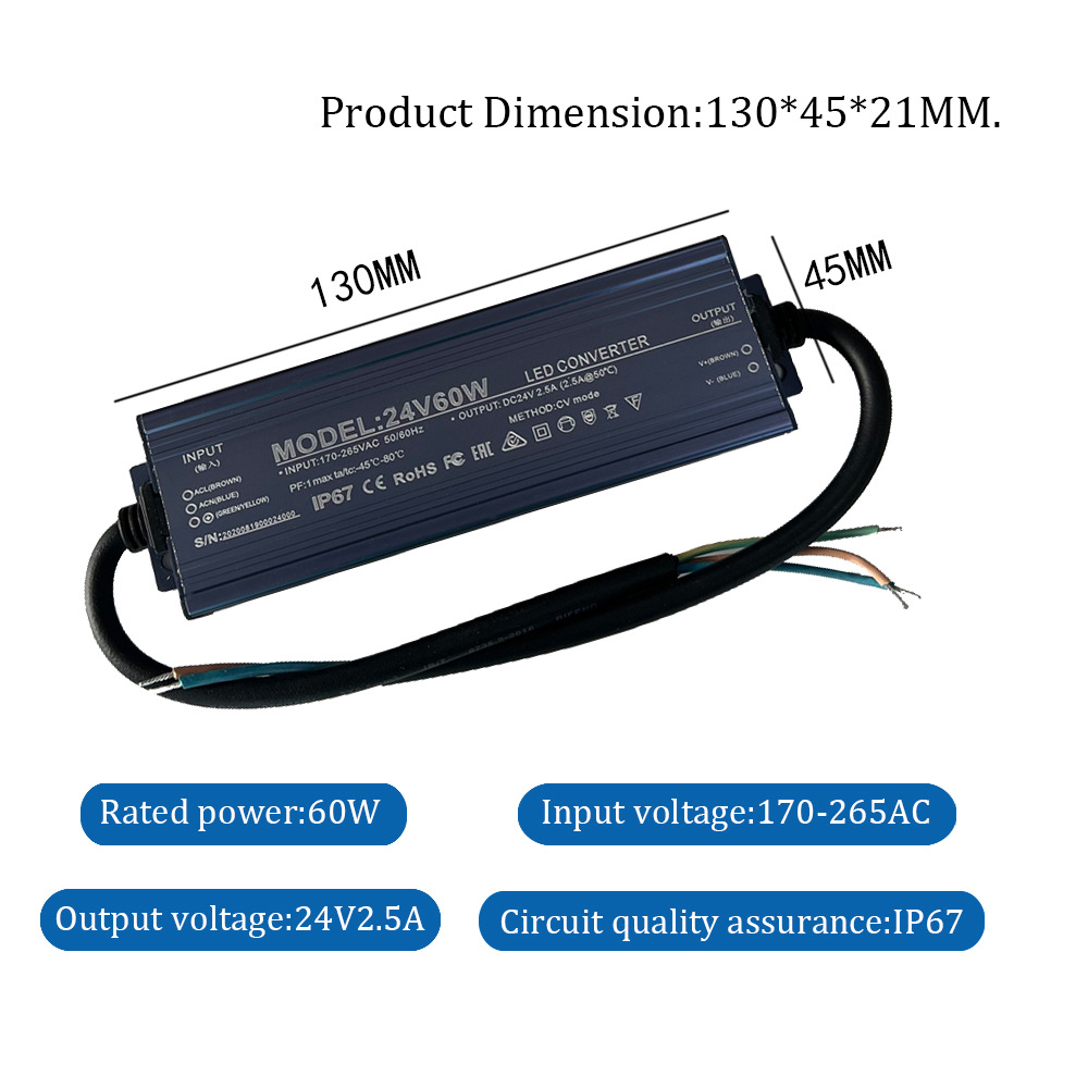 12v 24v strømforsyning 10w - 400w 500w 12 24 volt transformator  ac 220v til  dc 12v 24v utendørsbelysning  ip67 vanntett ledet-sjåfør