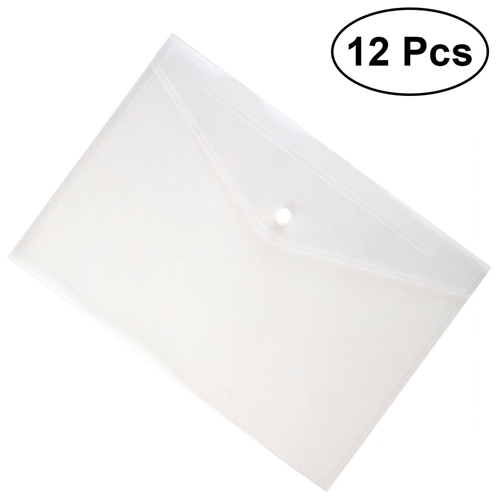 12 Pcs Envelope File Document Folder Clear Document Envelope Organizer with Snap Button(Blue): White