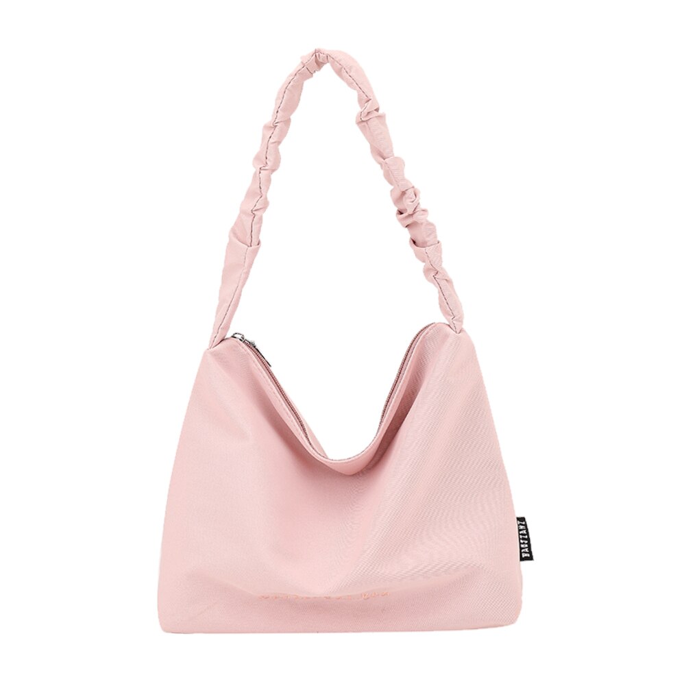 Beliebte Einfache Weibliche Täglichen Tasche Leinwand Handtasche Totes Frauen Plissee oben-griff Schulter Unterarm Taschen: Rosa