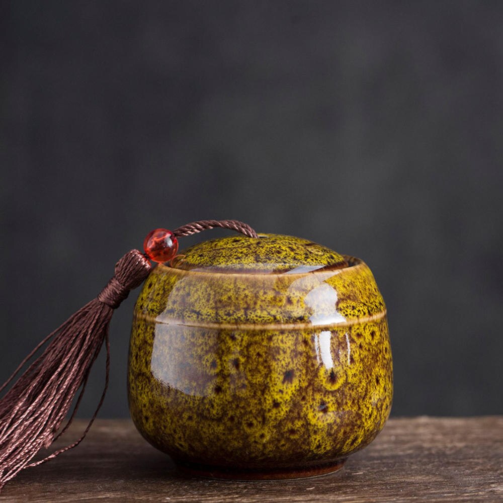 Ceramics Pet Caskets Urns Pet Memorial Urn Bird Ashes Holder Cremation Urn for Ashes Pet Urn: Yellow