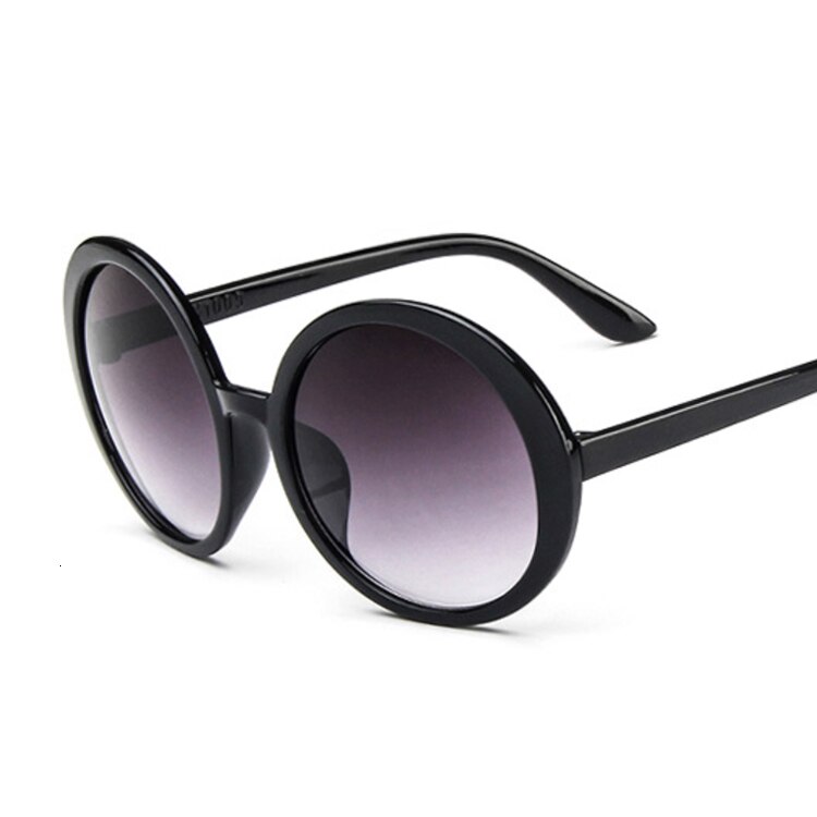 Gafas De Sol redondas rosas para mujer, anteojos De Sol femeninos De Vintage De , con montura grande, De plástico con espejo De Color: Black Gray