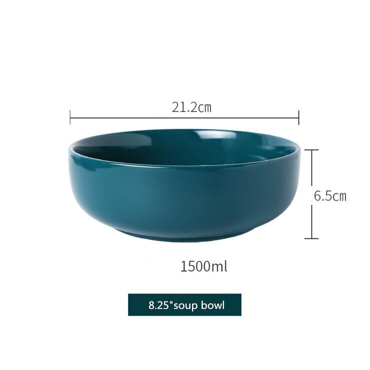 2 Colors Porcelain Dinner Plate Set Ceramic Tableware Food Dishes Rice Salad Noodles Bowl Soup Family Hotel Kitchen Cook Tool: 8.25green soup bowl