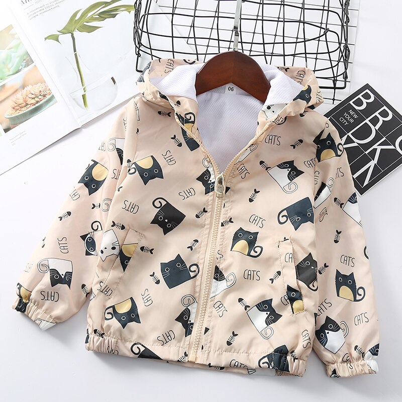 BBD Kids Coat Spring Autumn Boys Hooded Cartoon Oxford Jacket Active Streetwear Infants 2 3 4 5 6 Years Delicate Clothes