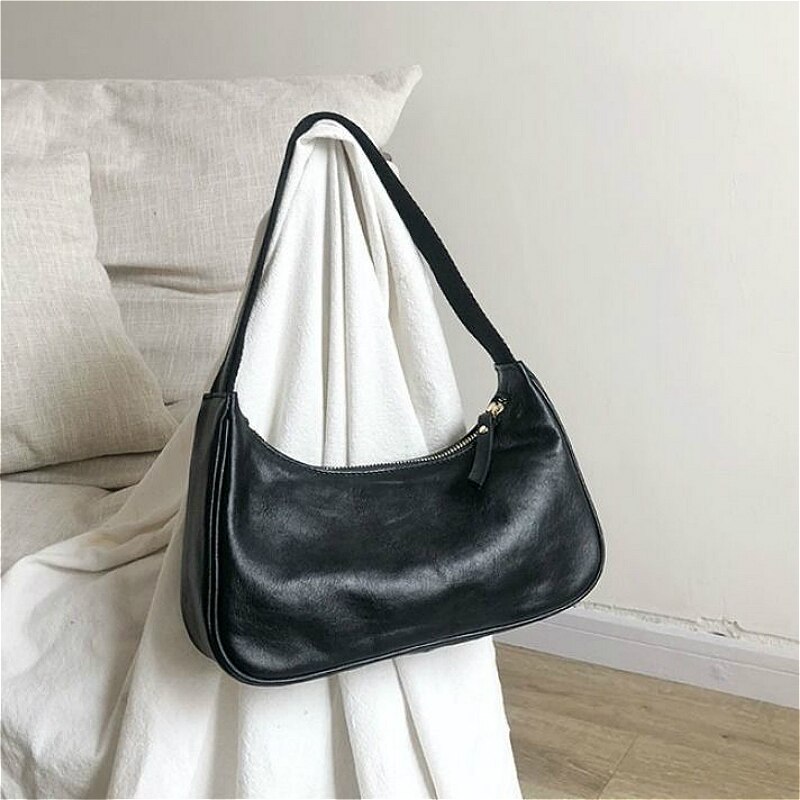 Soft PU Leather Ladies Single Shoulder Bags Solid Color Women Hobos Underarm Bag Female Purse Handbags
