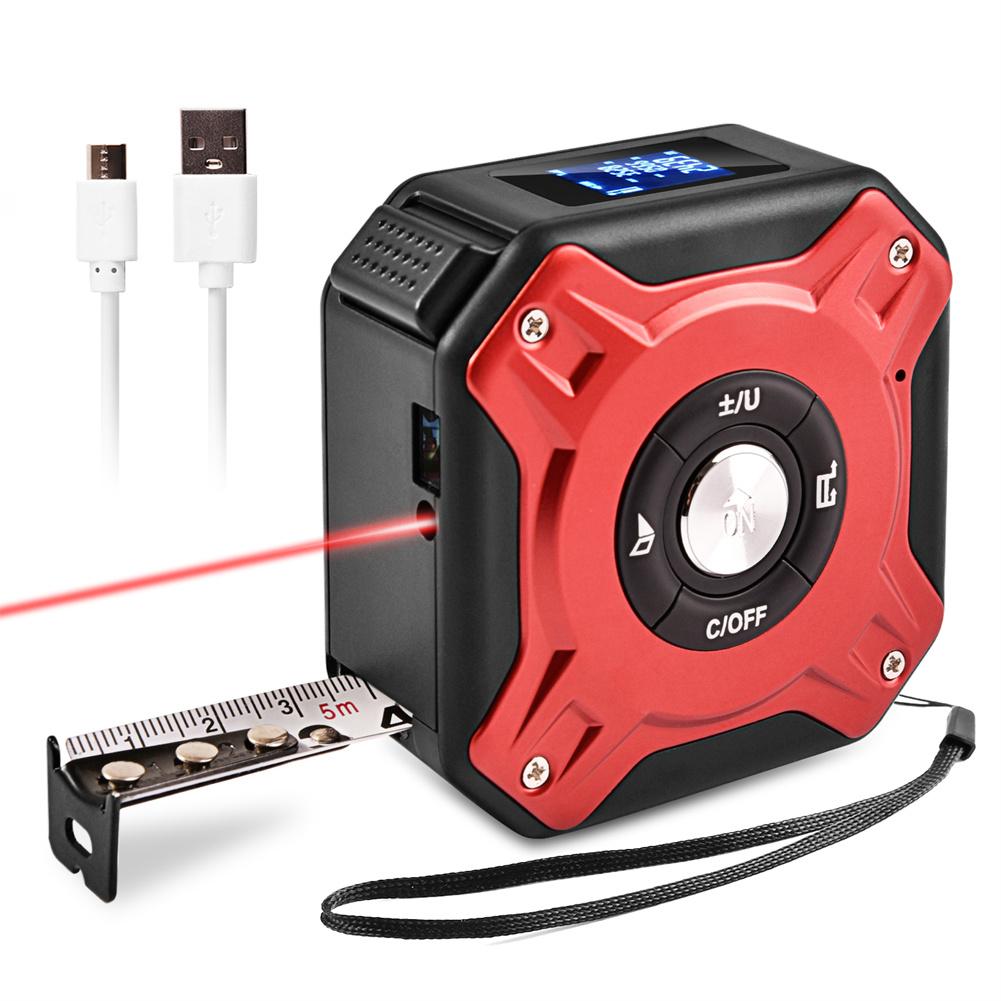 Infrared Level Line Tape Multipurpose Horizon Vertical Measure Inch Ruler Retractable Rangefinder Measuring Diagnostic Tool: Black red