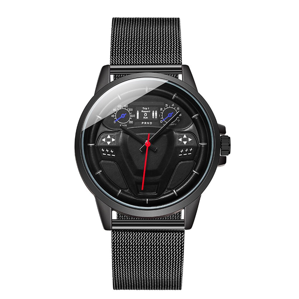 Mannen Horloges Relogio Masculino Richting Disc Cab Grote Wijzerplaat Mannen Mode Horloge Stalen Band Horloge Voor Mannen reloj Hombre: Black
