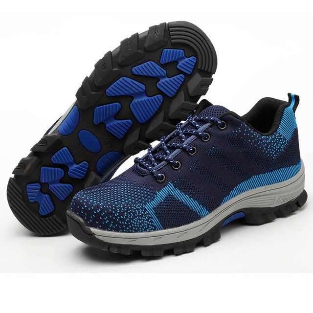 zapatos de seguridad irrompibles Unisex con puntera de acero botas de trabajo y seguridad suela media de acero zapatos de hombre suaves resistentes a impactos de talla grande 46: Azul / 46