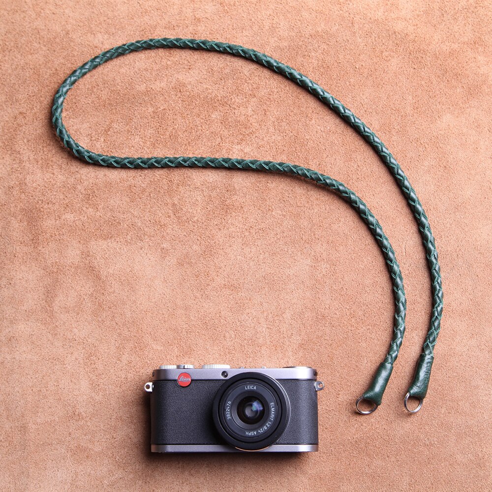Cam-in  cs205 læder flettede slr kameraremme digital mikro enkelt kamera skulderrem rundt hul grænseflade lanyard