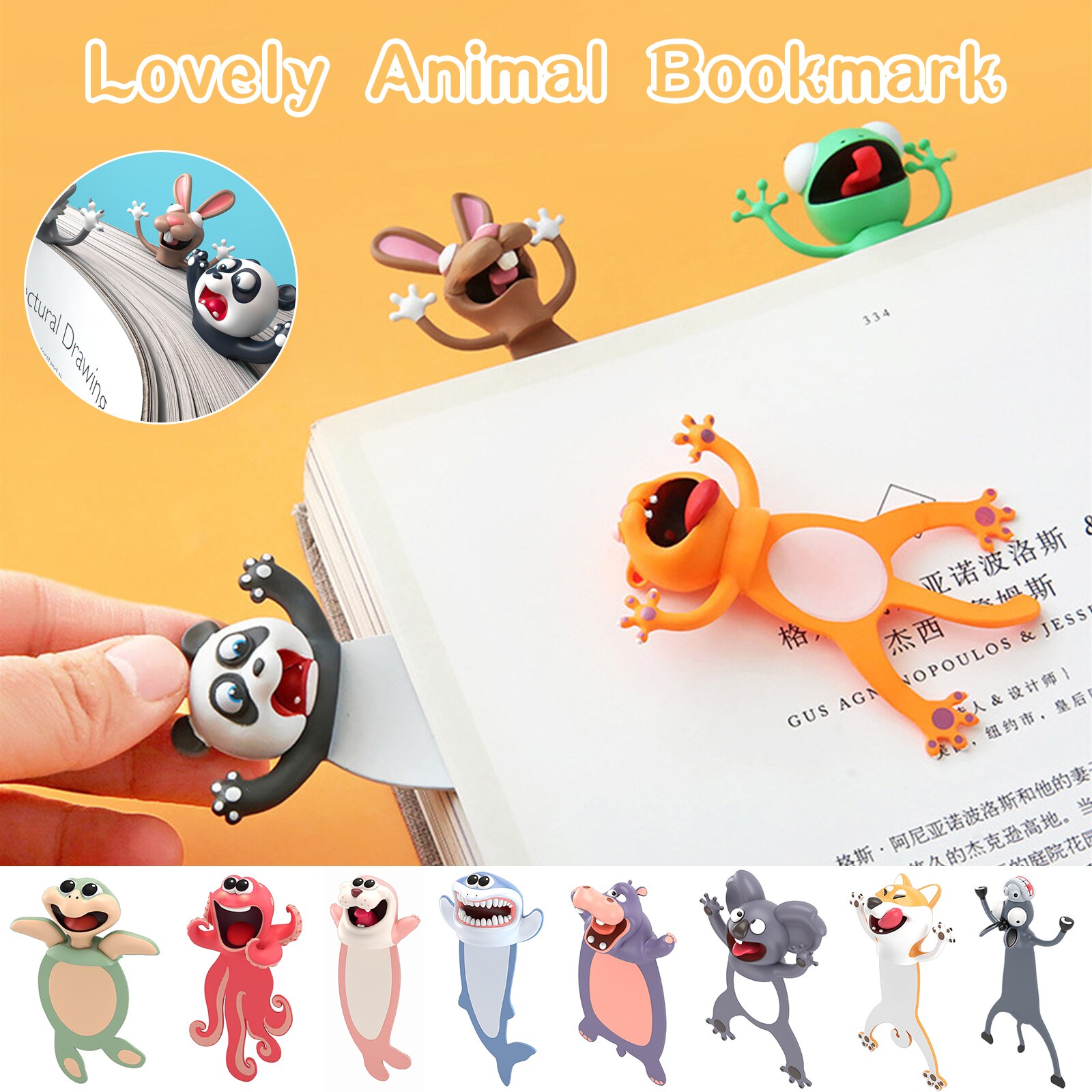 3D Stereo Cartoon Marker Animal Bookmarks Cute Cat PVC Material Funny Student School Stationery Children Bookmark