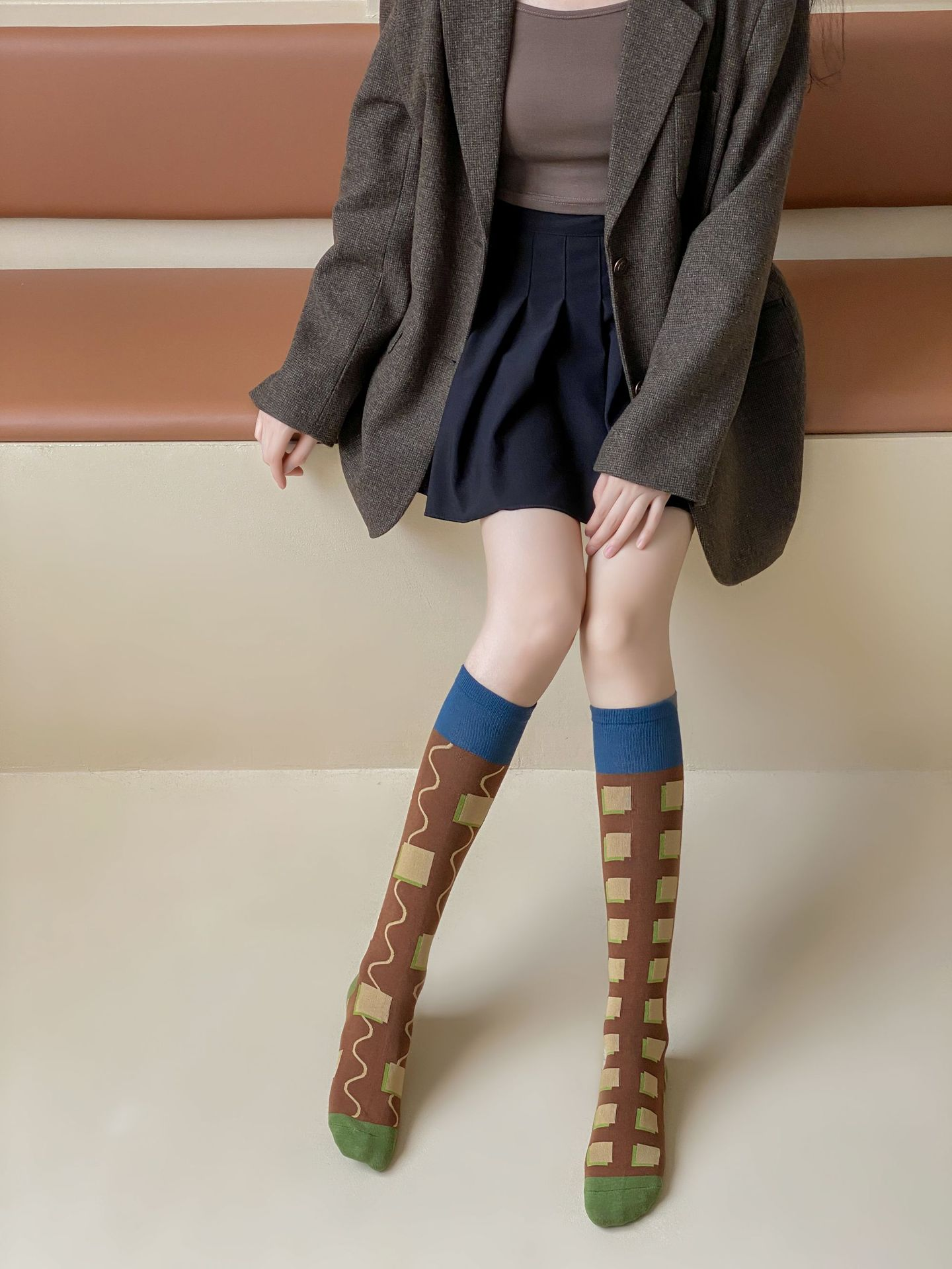 Damesmode Persoonlijkheid Trend Retro Veelzijdige Koreaanse sokken Knielengte sokken: green