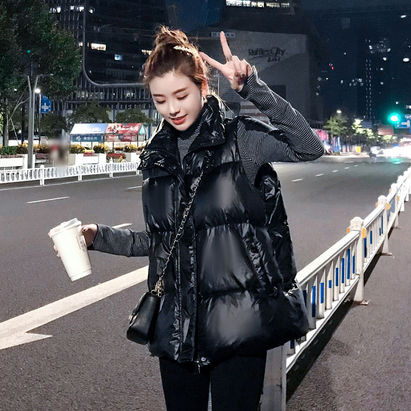 Naiset talvi lämmin tikattu liivi naisten mandariiniteline kaulus paksu liivi naisten puuvillapehmustettu hihaton takki  t94: M