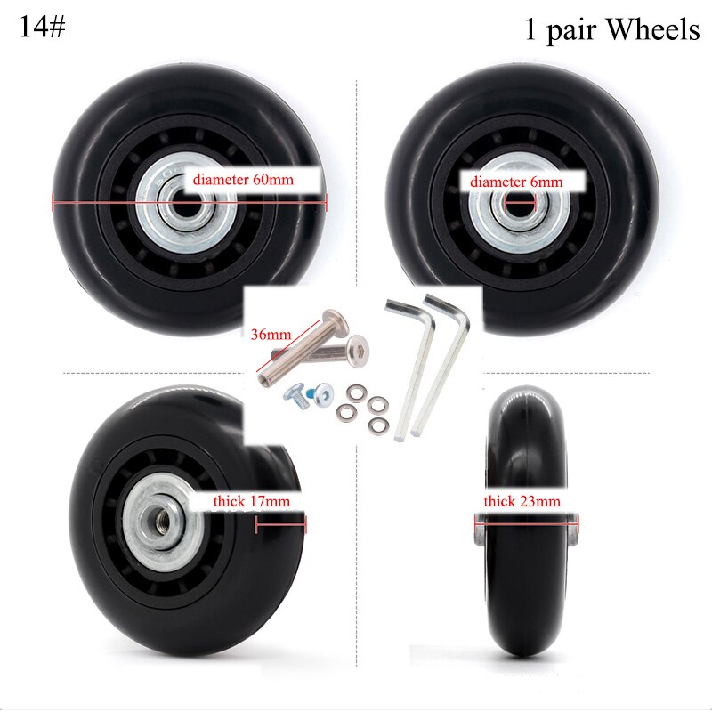 Zwarte Koffer Wielen 2 Sets Bagage Koffer Vervanging Wheel Repair Tool Wielen Diameter 60-76 Mm Koffer Onderdelen Accessoires: 14.