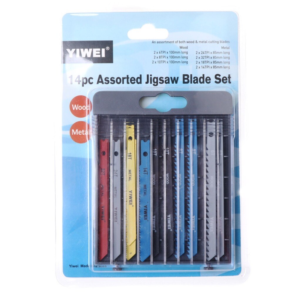 14 Pcs Jigsaw Blades Set T Shank Fitting Jig Saw Metal Plastic Wood Blades