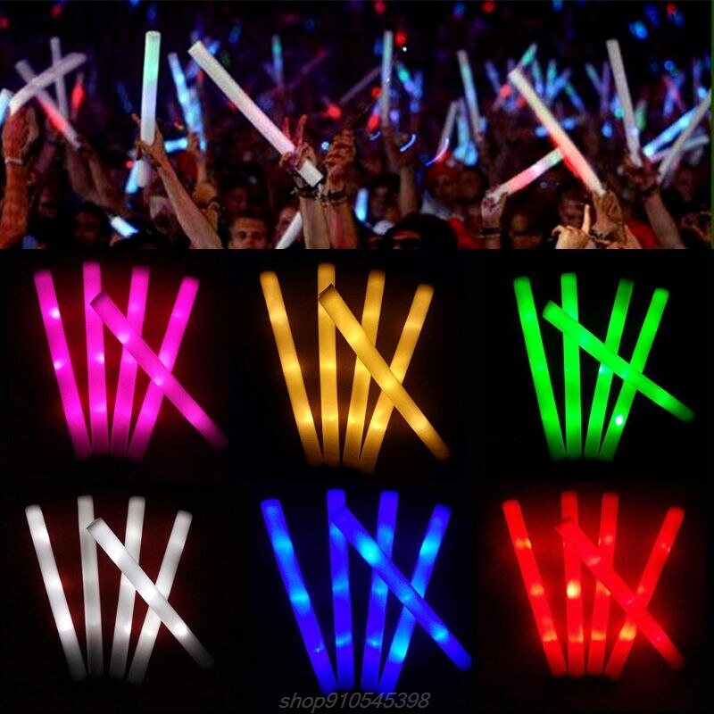 Varitas de espuma con luz LED para fiestas, varitas luminosas de estilo Rally, Rave, Multicolor, tubo intermitente, festivales, M23 21, 30 Uds.