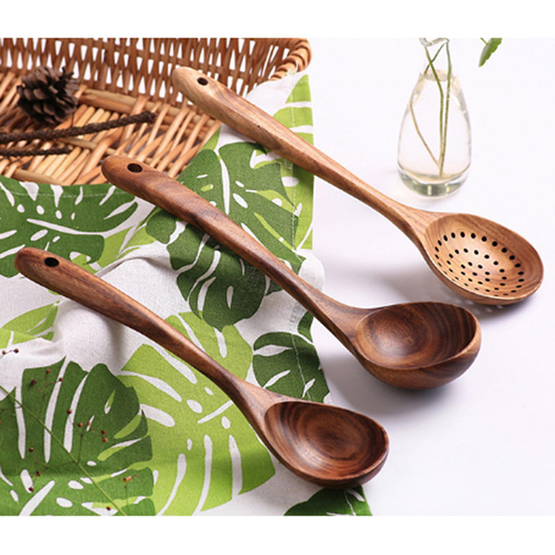 Cuillère passoire à long manche écumoire en bois ustensiles outils de cuisine accessoires de cuisine outils en bois