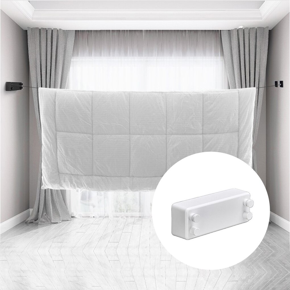 Clothes Drying Line 30kg Steel Dual Wires Laundry Dryer Adjustable Bathroom Clothesline Rack, White