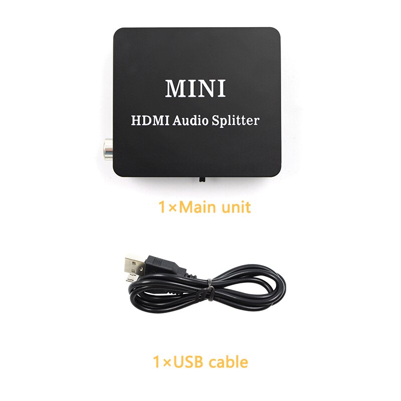 HDMI Audio Splitter Converter Extractor HD Toslink Optical SPDIF COAXIAL 3.5mm Headphone out For DVD TV with USB HDMI-compatible: with USB cable