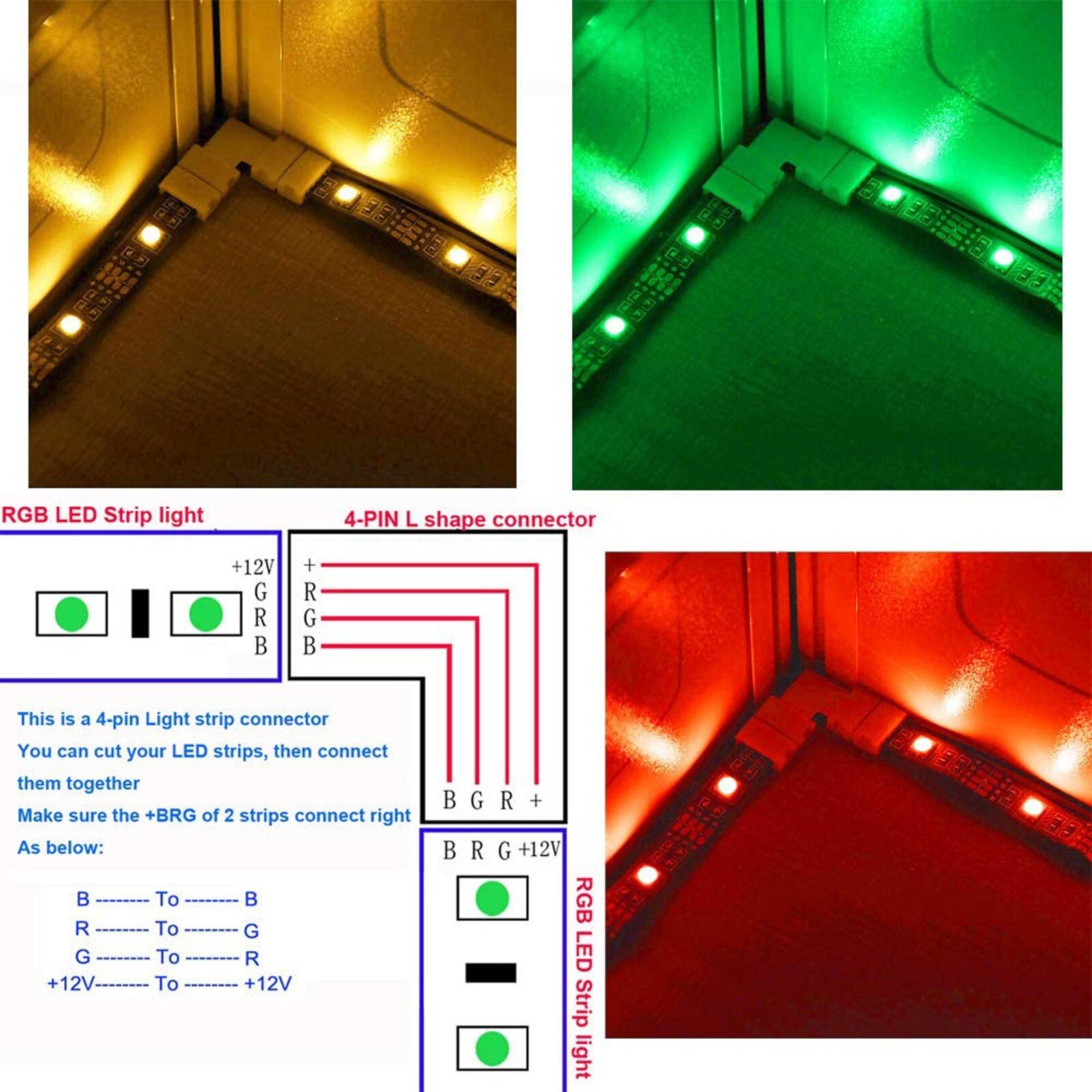 10Pc 4-Pin Led Strip Connector Kit Met T-Vormige L-Vormige Strip Jumpers Led Strip licht Draad Verbinding Terminal Splice # Yj