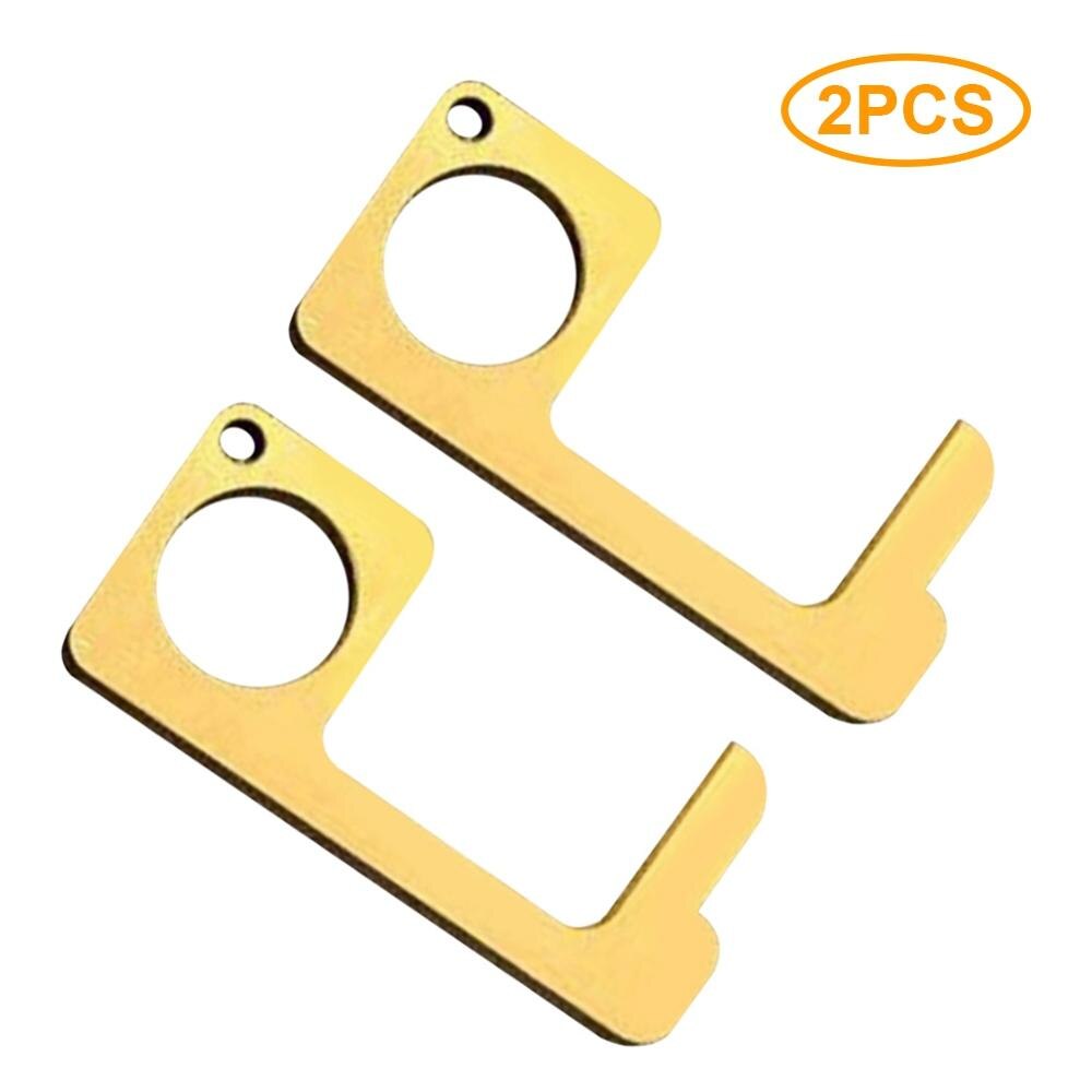 No Touch Open Door, Door Opener, Mini Self-Cleaning Reusable Handle Tools Press Elevator Button Gereedschap Hand Stick Outdoor: 2pcs gold