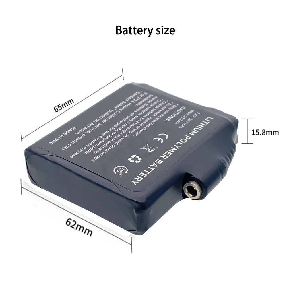 Gloves Battery 7.4V 3000mah Polymer Lithium Battery for Heating Vest, Socks, Winter Antifreeze Heating Battery