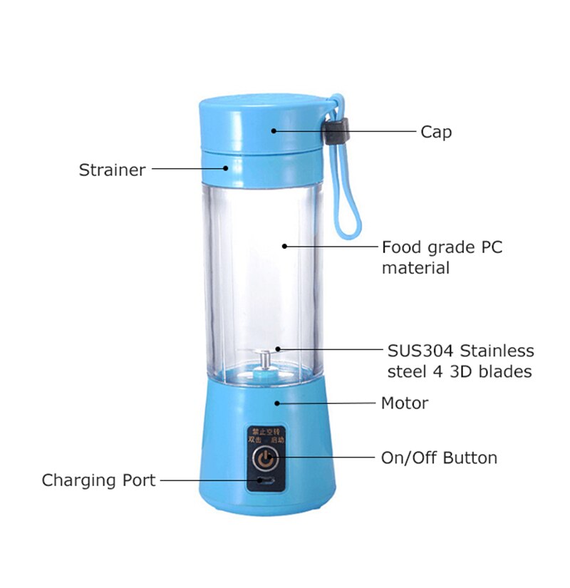 Portable USB Juicer Mini Blender Electric Juicer Machine Fruit Blender Mini Food Processor Personal Lemon Squeezer Juice Maker