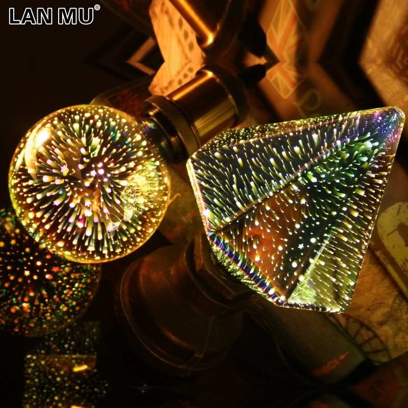 Lattuso ledet lys edison pære 3d dekorasjonspære 220v a60 st64 g95 g80 g125 e27 lys nyhet julelampe lamparas