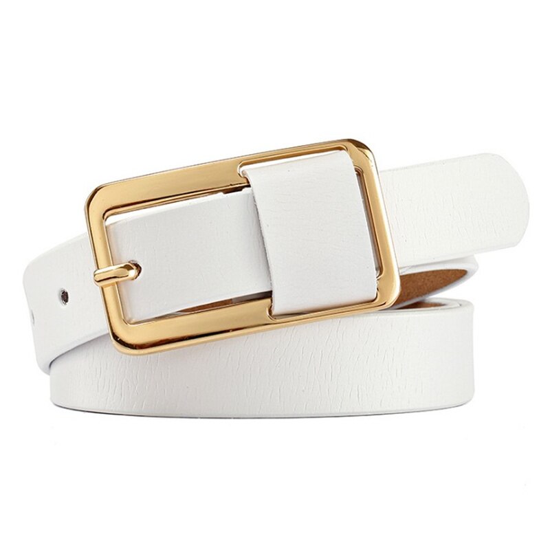 Luxe Riemen Voor Vrouwen Pin Gesp Vrouwen Pu Riemen Ceinture Femme: WHITE