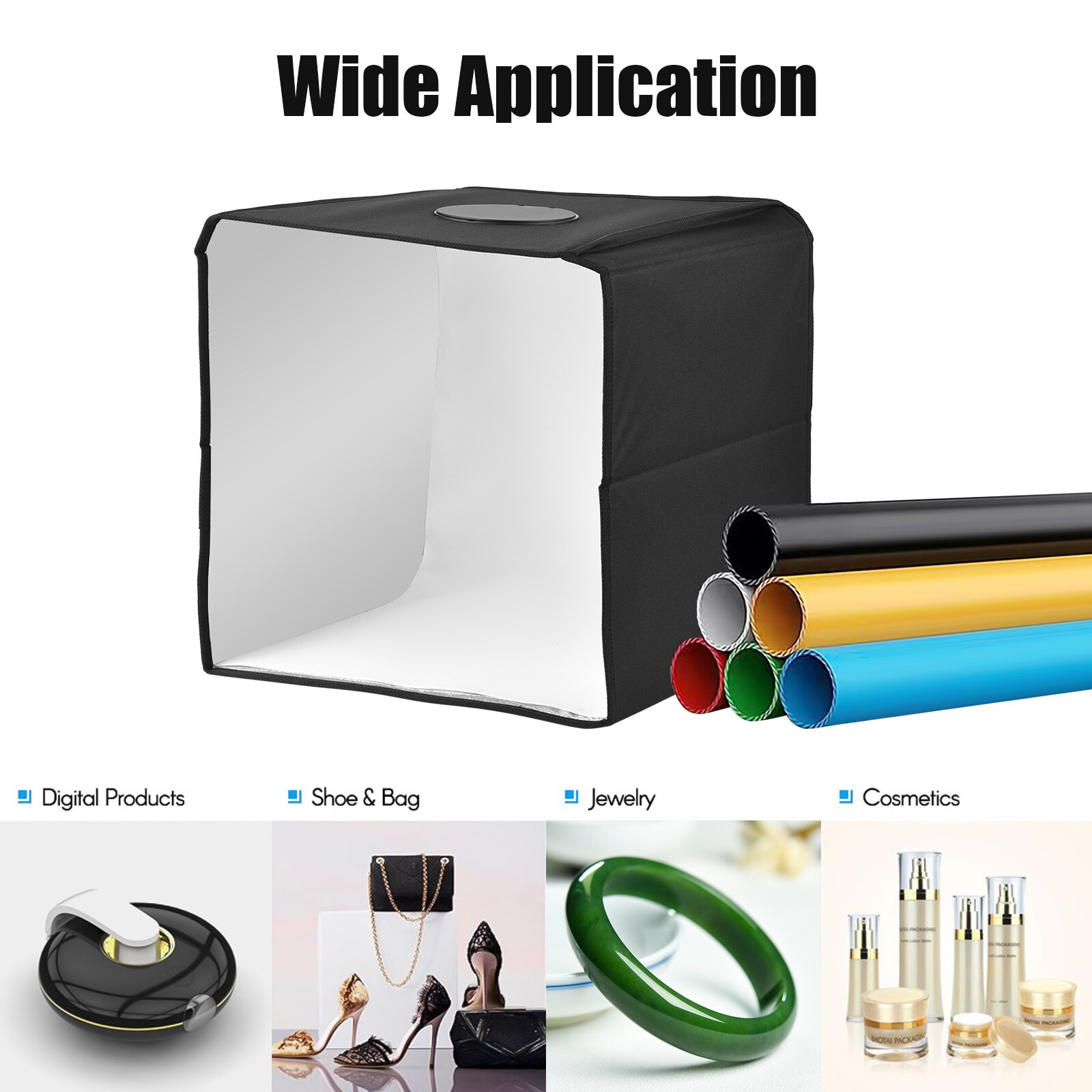 Portable Photography Light Box 25 cm/30 cm/40 cm Mini Integrated Light Tent with 6 Backdrop USB Power Supply